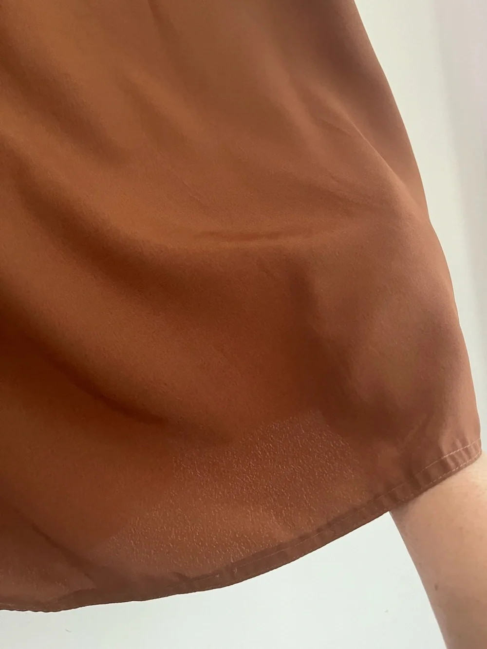 Maggy Boutique Brown Satin Midi Skirt Size 14 Back Zip Back Slit